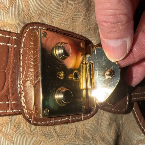 DKNY Beige and Brown Monogram Shoulder Bag - Picture 7 of 12